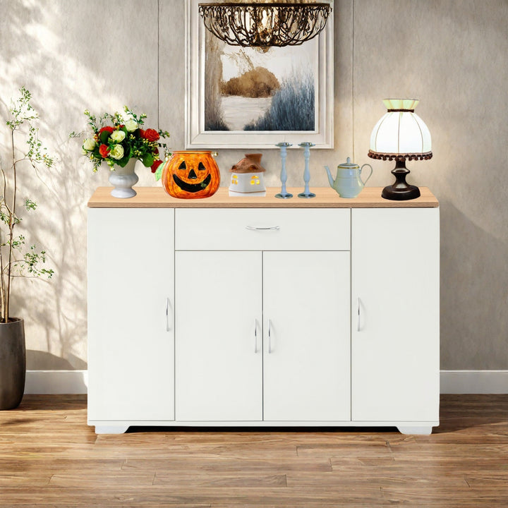 Buffet de style ferme moderne FurnitureR, meuble de rangement, table basse en bois avec tiroir et étagères, 110 cm (43,3 po), style grange