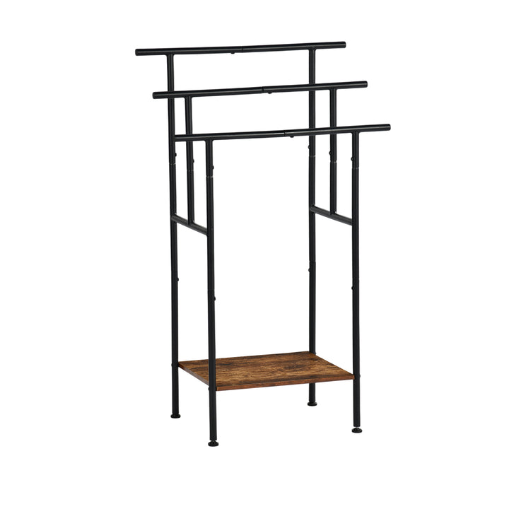 Porte-serviettes sur pied FurnitureR avec étagère en bois, échelle à couvertures en métal à 3 niveaux pour salle de bain et salon – Organisateur de serviettes, hauteur 102 cm (40,16 po)
