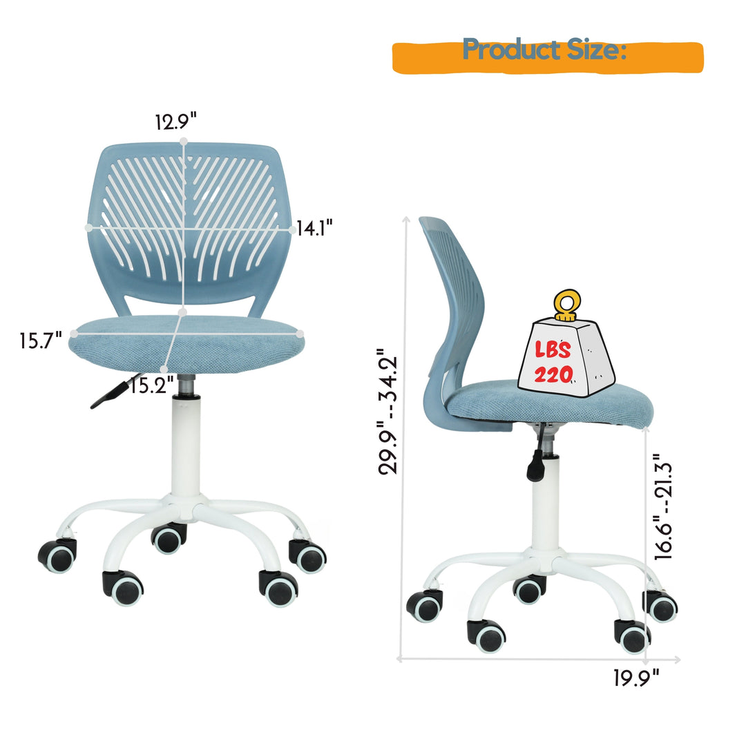 Furniture R Growing Teen Office Chair ,Ergonomic Plastic Task Chair With Adjustable Height And Swivel Function