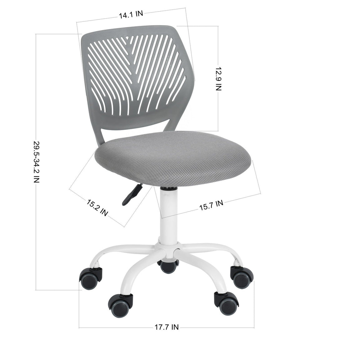 Furniture R Growing Teen Office Chair ,Ergonomic Plastic Task Chair With Adjustable Height And Swivel Function
