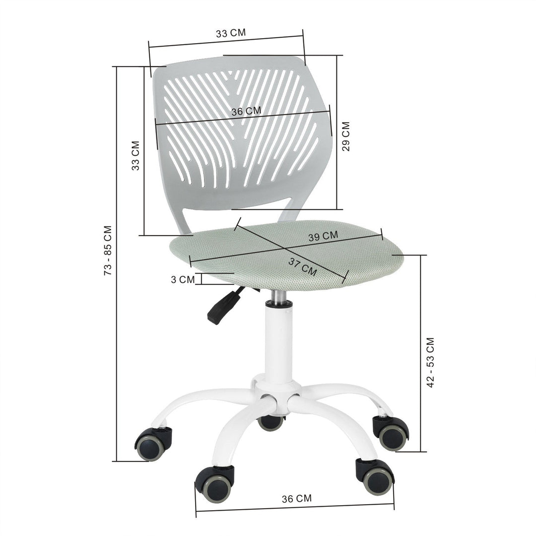 Furniture R Growing Teen Office Chair ,Ergonomic Plastic Task Chair With Adjustable Height And Swivel Function