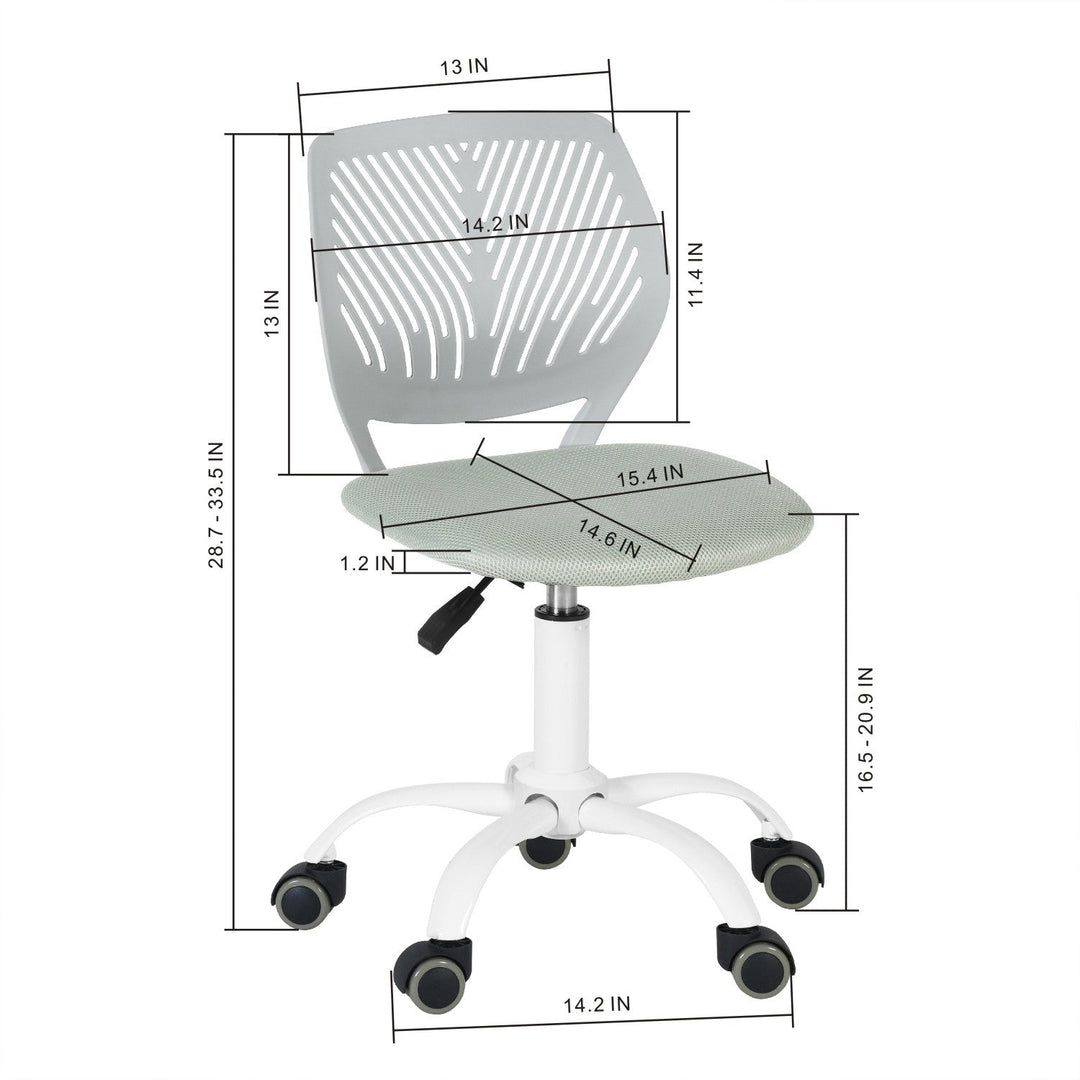 Furniture R Growing Teen Office Chair ,Ergonomic Plastic Task Chair With Adjustable Height And Swivel Function