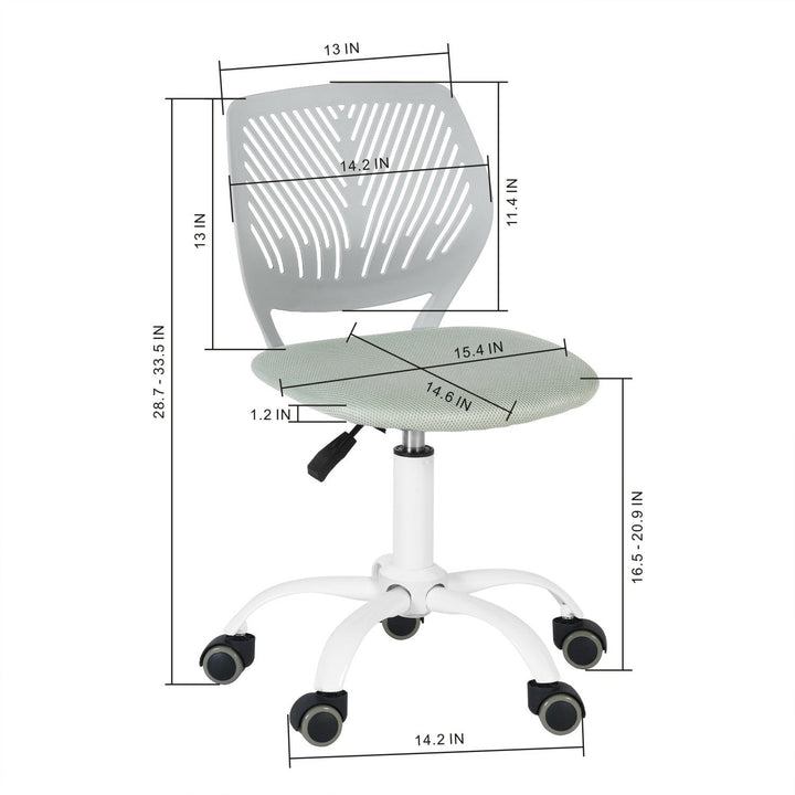 Furniture R Growing Teen Office Chair ,Ergonomic Plastic Task Chair With Adjustable Height And Swivel Function