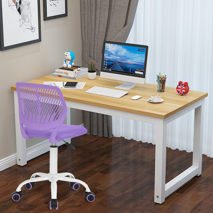 FurnitureR Desk Chair Small Study Chairs Armless for Teens, Swivel Rolling Lightweight Mid Back Task Chair with Wheels and Mesh Padded Cushion, Purple