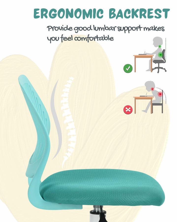 Furniture R Growing Teen Office Chair ,Ergonomic Plastic Task Chair With Adjustable Height And Swivel Function