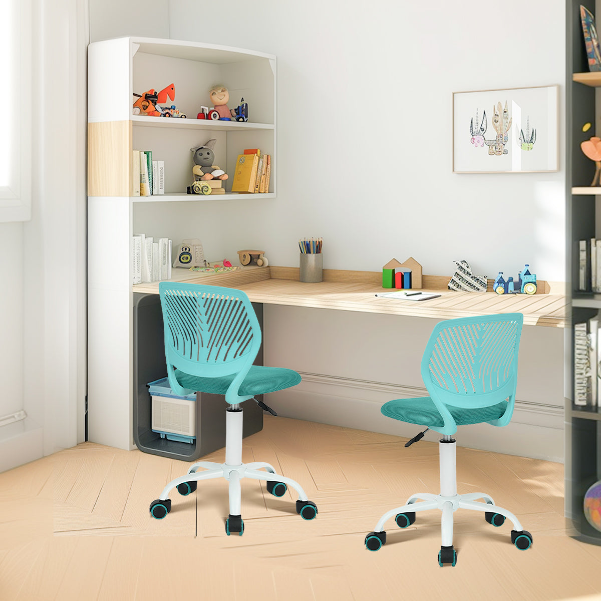 FurnitureR Chaise de Bureau Ergonomique en Filet Turquoise – Lot de 2