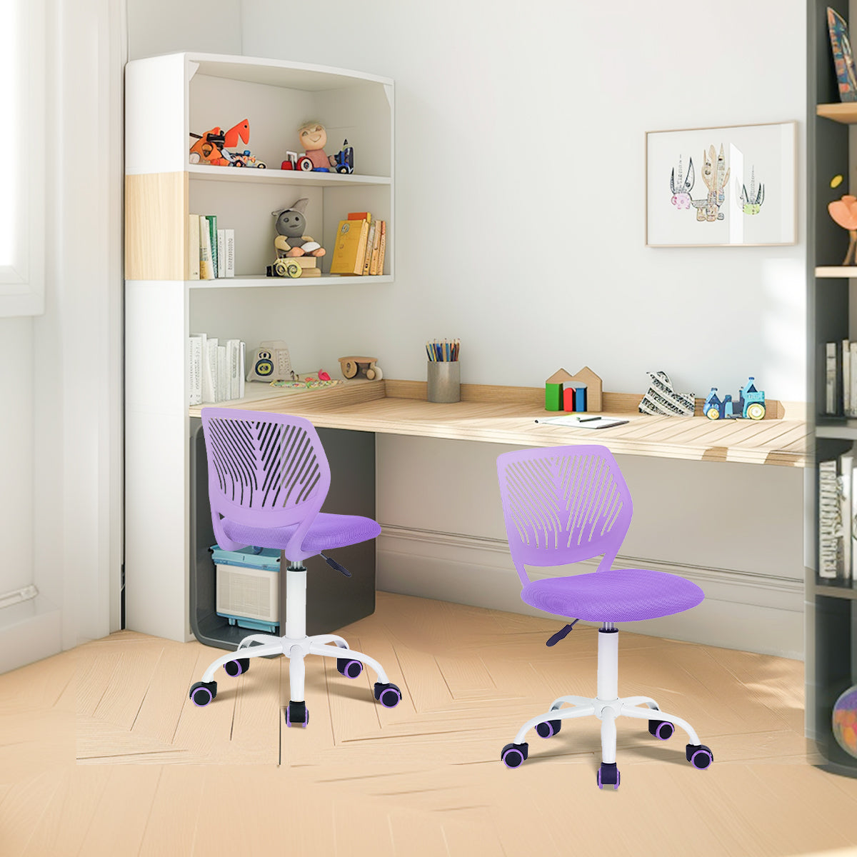FurnitureR Chaise de Bureau Ergonomique Dossier PP Violet – Lot de 2