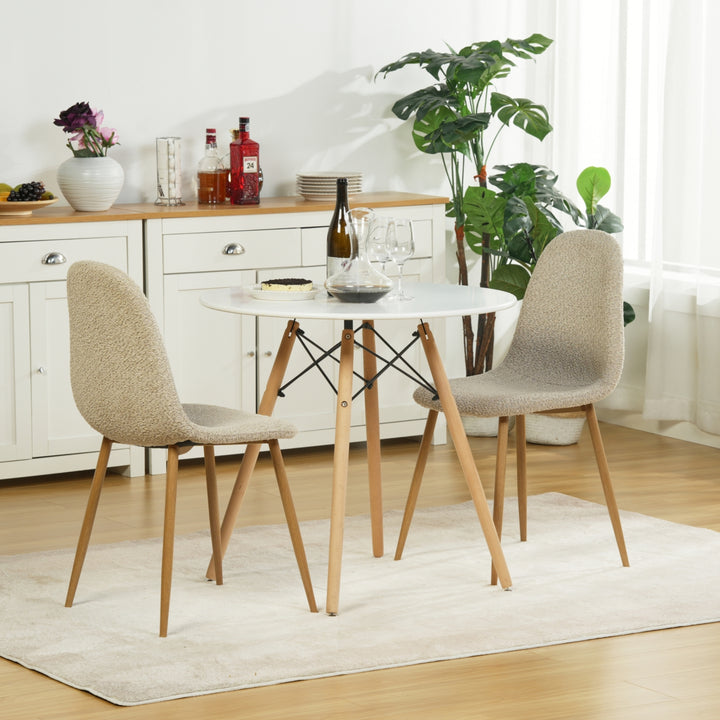FurnitureR Esszimmerstühle, 4er-Set, Chenille-Stoffbezug, armlose Stühle mit mittelhoher Rückenlehne für Küche, Wohnzimmer und Schlafzimmer, Beige