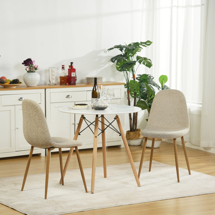 FurnitureR Esszimmerstühle, 4er-Set, Chenille-Stoffbezug, armlose Stühle mit mittelhoher Rückenlehne für Küche, Wohnzimmer und Schlafzimmer, Beige