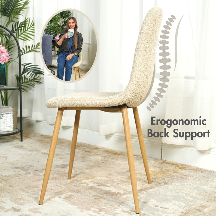 FurnitureR Esszimmerstühle, 4er-Set, Chenille-Stoffbezug, armlose Stühle mit mittelhoher Rückenlehne für Küche, Wohnzimmer und Schlafzimmer, Beige