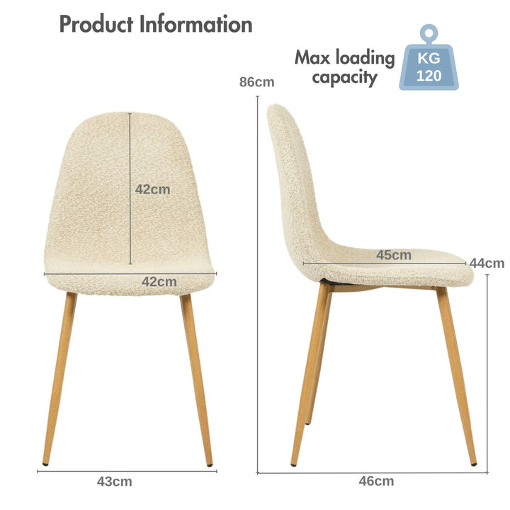 FurnitureR Esszimmerstühle, 4er-Set, Chenille-Stoffbezug, armlose Stühle mit mittelhoher Rückenlehne für Küche, Wohnzimmer und Schlafzimmer, Beige
