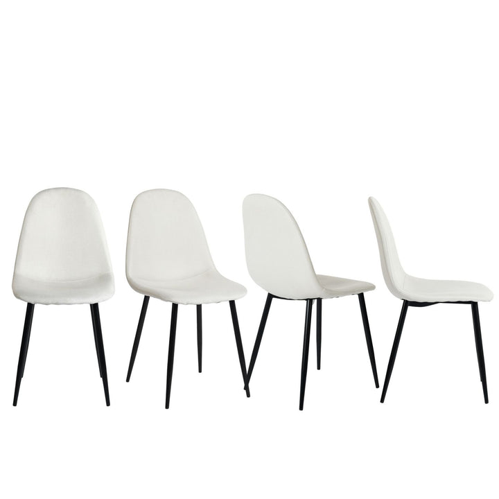 Ensemble de 4 chaises de salle à manger FurnitureR, assise confortable en tissu, sans accoudoirs, pieds en métal, style milieu du siècle, pour la cuisine ou le salon, beige