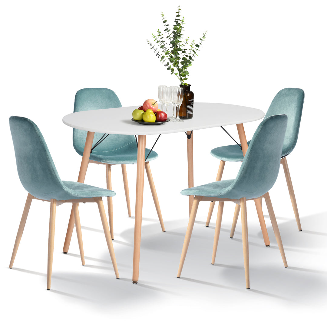 Moderner ovaler Esstisch von FurnitureR (120 cm Durchmesser) für 4-6 Personen, funktionaler weißer Tisch mit Holzbeinen für Zuhause, Büro, Küche, Esszimmer und Terrasse