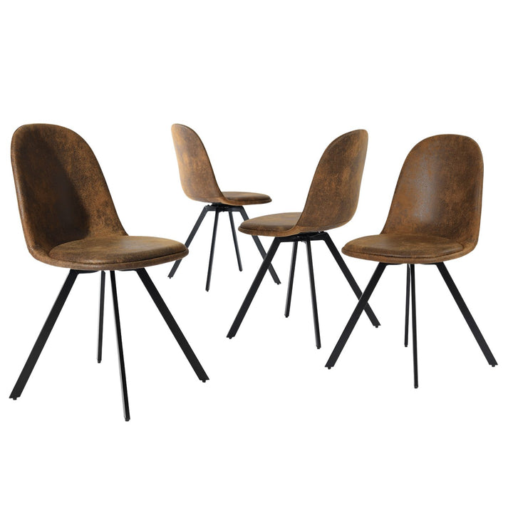 Ensemble de 4 chaises de salle à manger pivotantes en daim FurnitureR, sans accoudoirs, dossier mi-haut et pieds en métal, marron, pour salle à manger, cuisine, restaurant, café