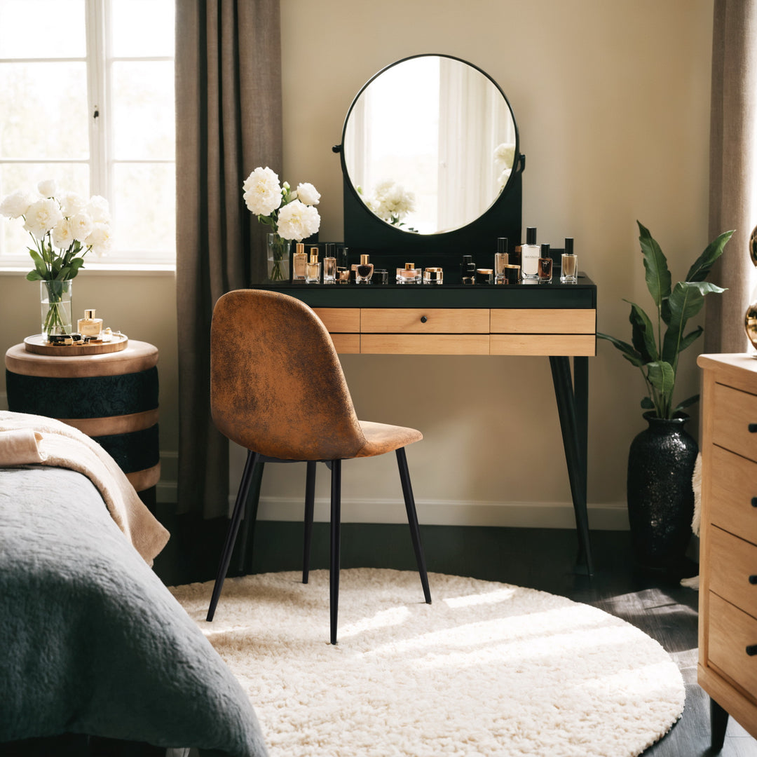 Chaise de salle à manger FurnitureR, confortable et revêtue de tissu suédé, sans accoudoirs, idéale pour la maison, la cuisine, le salon, la chambre, le restaurant et le café (1 pièce).