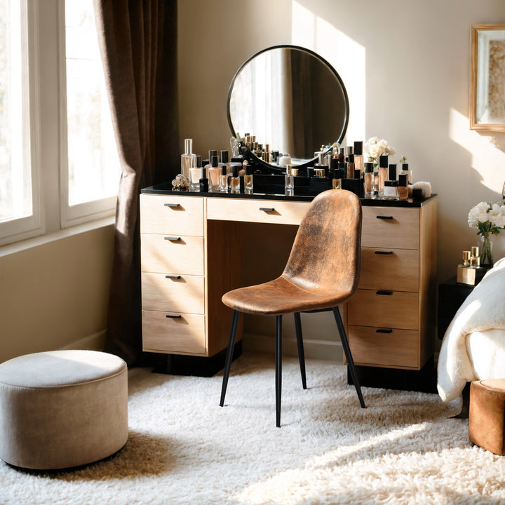 Chaise de salle à manger FurnitureR, confortable et revêtue de tissu suédé, sans accoudoirs, idéale pour la maison, la cuisine, le salon, la chambre, le restaurant et le café (1 pièce).