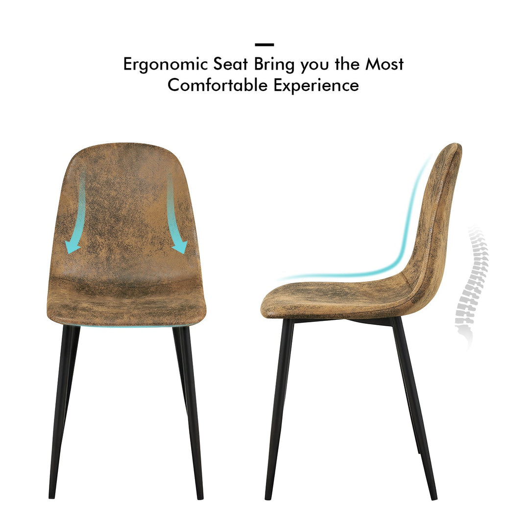 Furniture R Vintage Scandinavian Style Antique Brown Suede Dining Chairs With Metal Feet, 4pcs