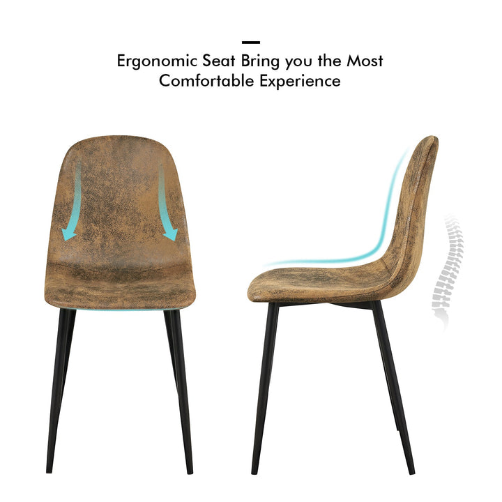 Furniture R Vintage Scandinavian Style Antique Brown Suede Dining Chairs With Metal Feet, 4pcs