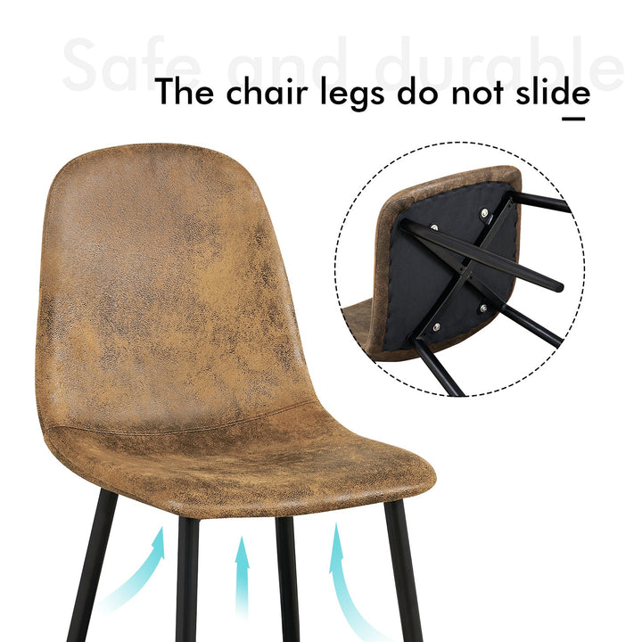 Furniture R Vintage Scandinavian Style Antique Brown Suede Dining Chairs With Metal Feet, 4pcs