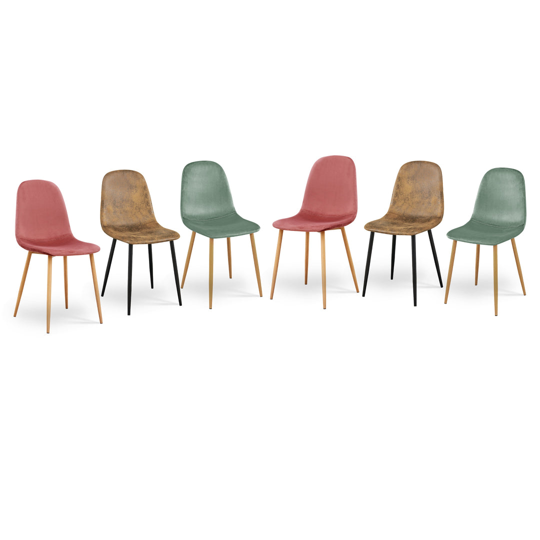 Furniture R Vintage Scandinavian Style Antique Brown Suede Dining Chairs With Metal Base