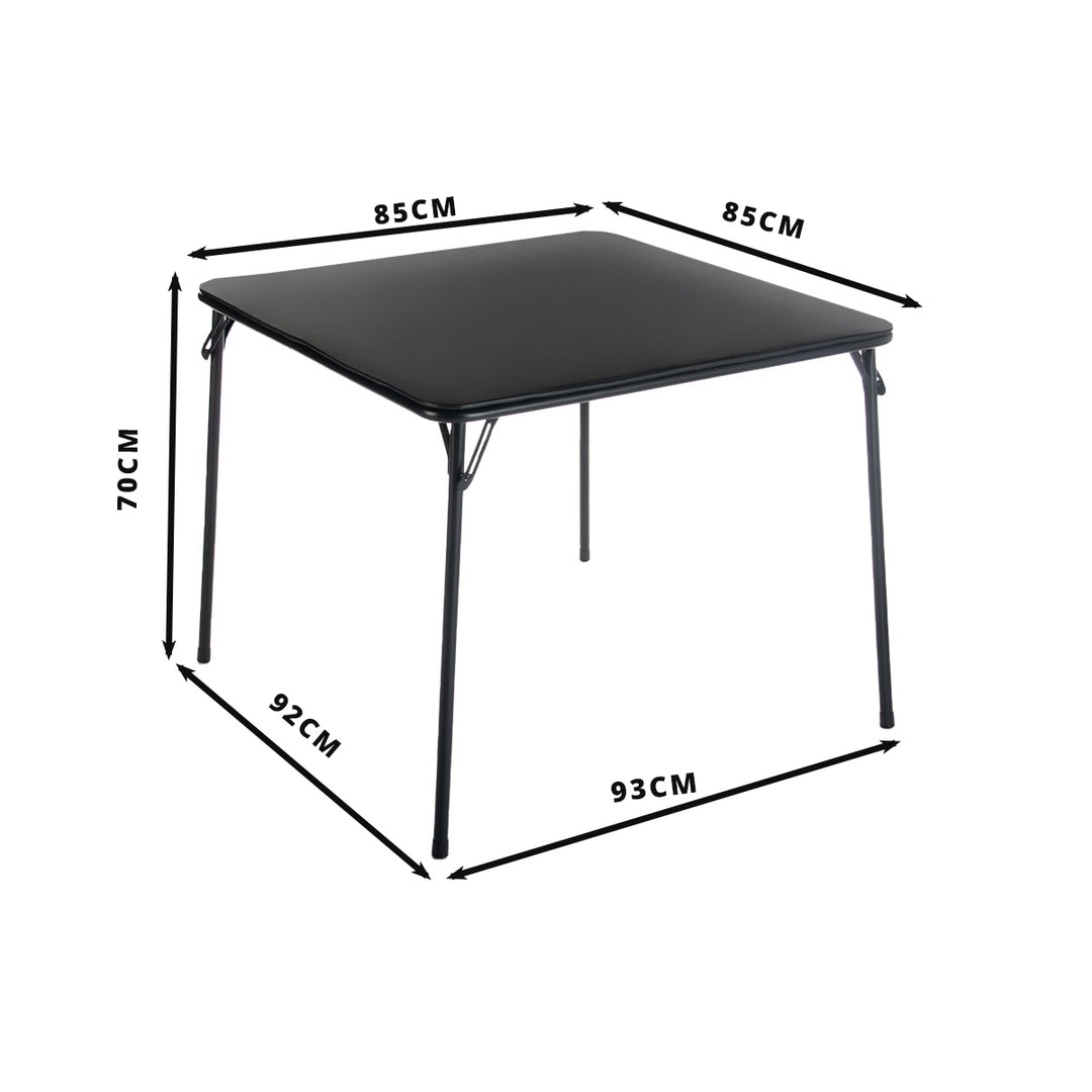 Table pliante carrée FurnitureR 86 cm (33,9 pouces), table multifonctionnelle pliable et portable pour les repas d'appoint, plateau en PVC, aucun assemblage requis, noire