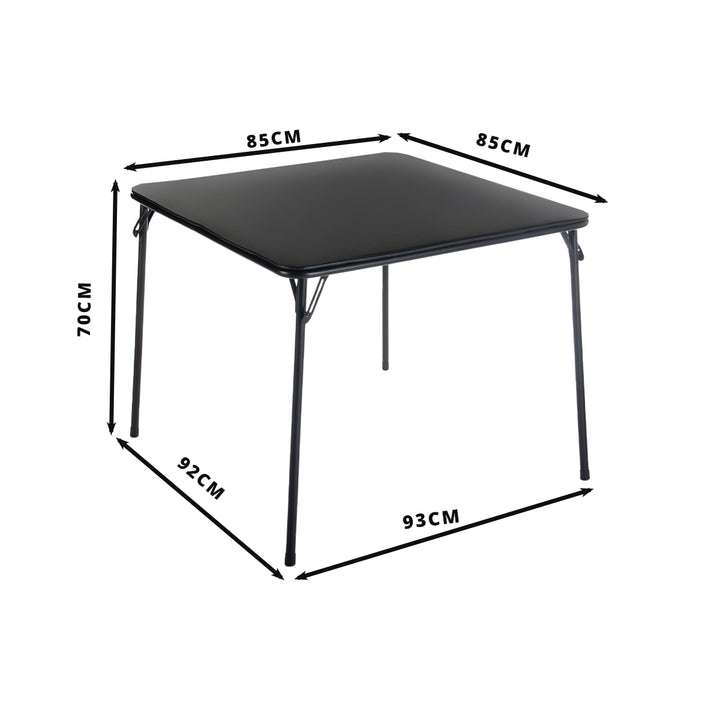 Table pliante carrée FurnitureR 86 cm (33,9 pouces), table multifonctionnelle pliable et portable pour les repas d'appoint, plateau en PVC, aucun assemblage requis, noire