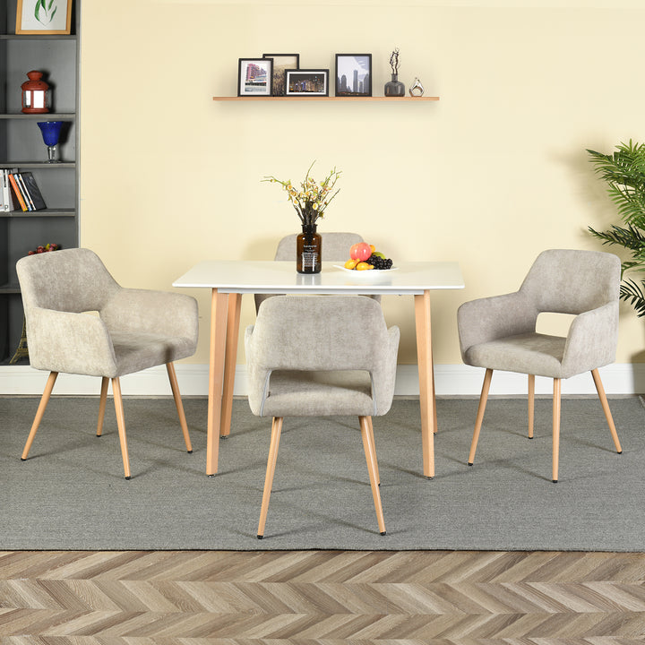 FurnitureR Esszimmerstühle, 2er-Set, bequemer Schminkstuhl, Stoff-Akzent-Freizeitsessel mit Armlehnen für Küche, Esszimmer, Wohnzimmer, Schlafzimmer, Beige