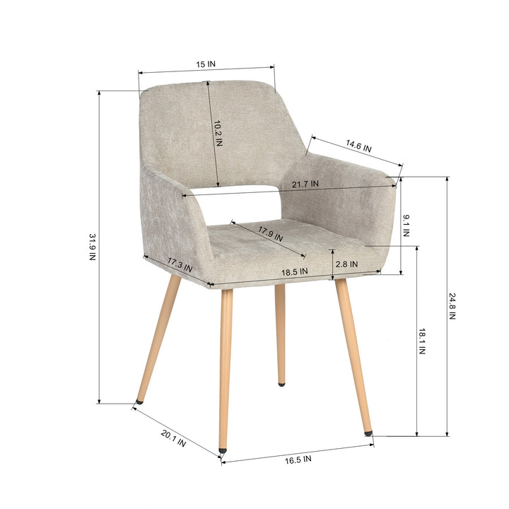 FurnitureR Esszimmerstühle, 2er-Set, bequemer Schminkstuhl, Stoff-Akzent-Freizeitsessel mit Armlehnen für Küche, Esszimmer, Wohnzimmer, Schlafzimmer, Beige