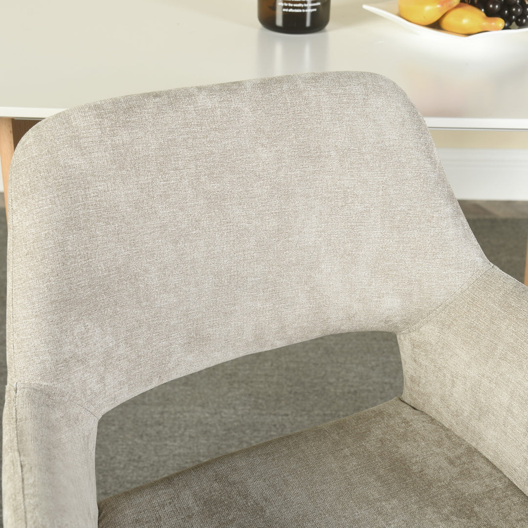 FurnitureR Esszimmerstühle, 2er-Set, bequemer Schminkstuhl, Stoff-Akzent-Freizeitsessel mit Armlehnen für Küche, Esszimmer, Wohnzimmer, Schlafzimmer, Beige