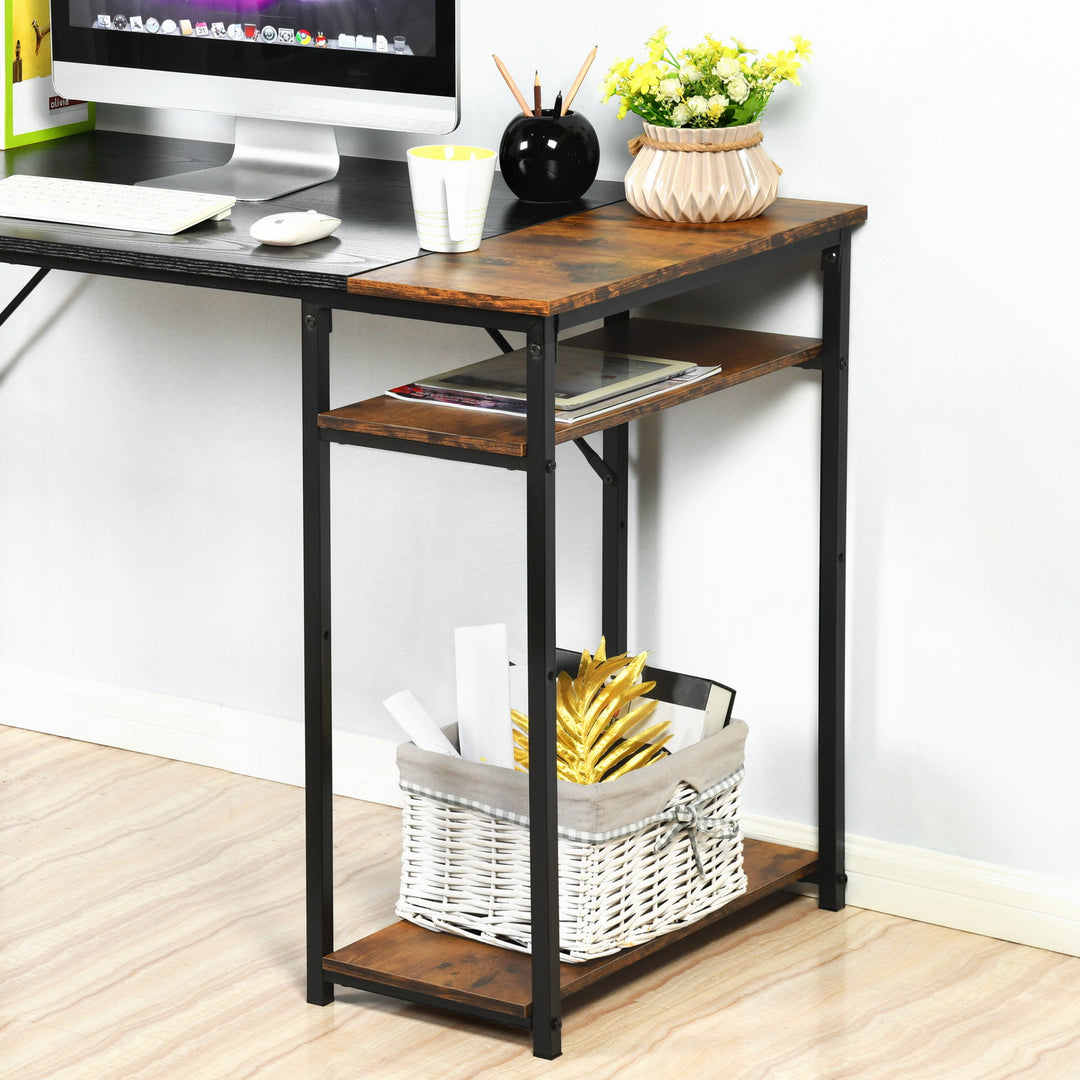 FurnitureR 120 cm Computertisch mit Seitenablagen, Gaming-Schreibtisch im Industriestil mit Metallgestell, Home-Office-Arbeitsplatz mit Stauraum für PC und Laptop