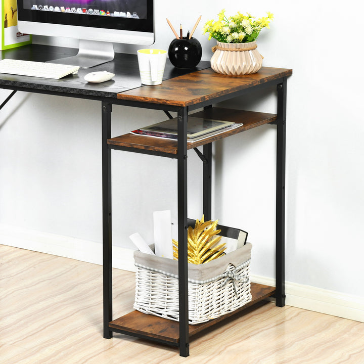 FurnitureR 120 cm Computertisch mit Seitenablagen, Gaming-Schreibtisch im Industriestil mit Metallgestell, Home-Office-Arbeitsplatz mit Stauraum für PC und Laptop