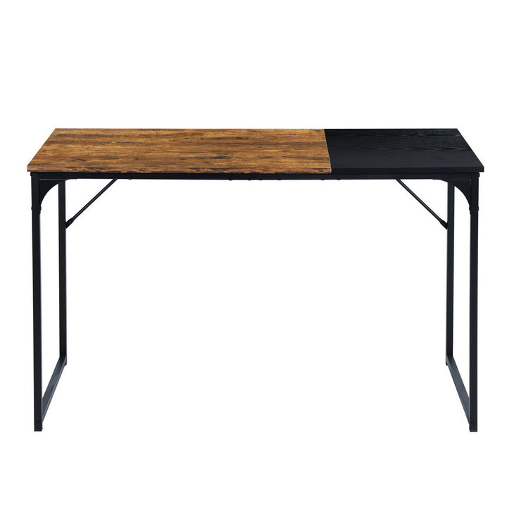 urnitureR 120 cm Home-Office-Tisch, einfacher Computertisch für Laptop/PC, stabiles Metallgestell für Arbeitszimmer, Braun &amp; Schwarz 