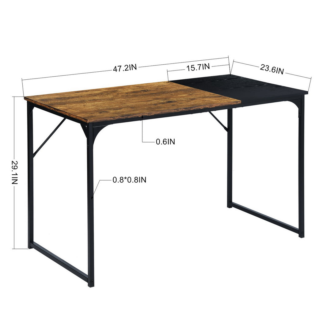 urnitureR 120 cm Home-Office-Tisch, einfacher Computertisch für Laptop/PC, stabiles Metallgestell für Arbeitszimmer, Braun &amp; Schwarz 