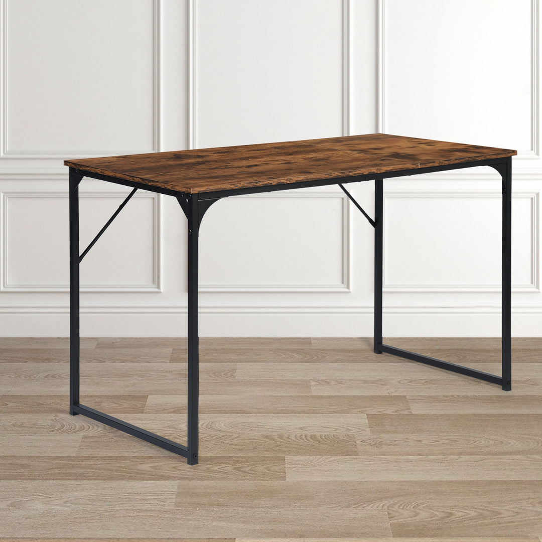 FurnitureR 120 cm (47,2 Zoll) Home-Office-Tisch, einfacher Computertisch für Laptop/PC, stabiles Metallgestell für Arbeitszimmer, rustikales Braun 