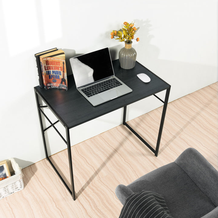 FurnitureR 39,4 Zoll Computertisch, moderner, schlichter Bürotisch mit stabilem Metallgestell, Homeoffice-Schreibtisch/Arbeitsplatz für PC/Laptop, Schwarz