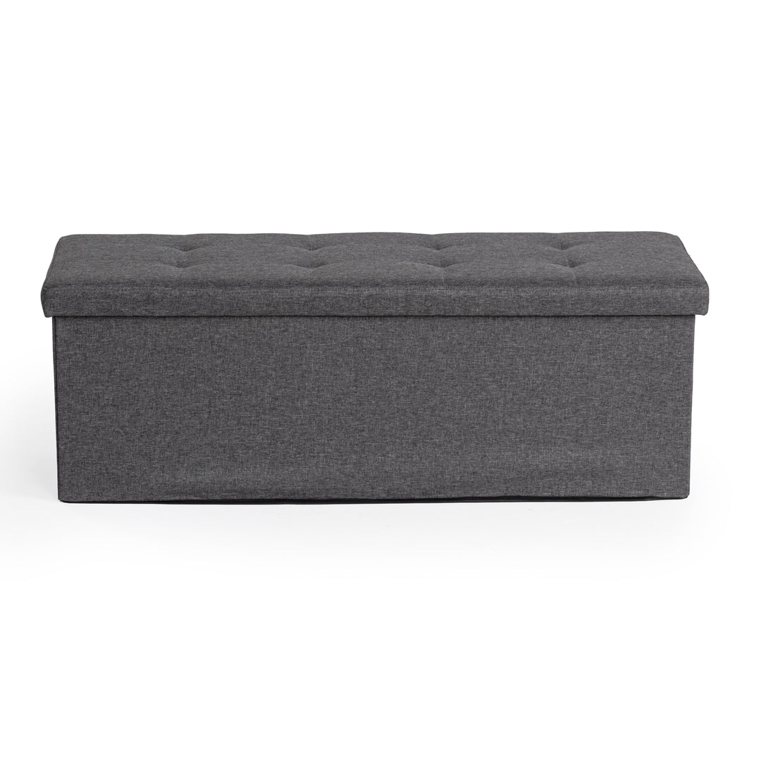 Furniture R Banc de Rangement en Tissu, Ottoman en Bout de Lit, Rangement pour Repose-Pieds, Canapé Pouf Pliant, Pouf Cube, Coffre de Rangement Intérieur avec Compartiment Amovible, L 76cm