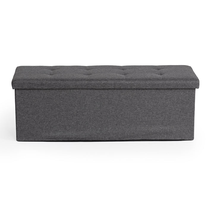 Furniture R Banc de Rangement en Tissu, Ottoman en Bout de Lit, Rangement pour Repose-Pieds, Canapé Pouf Pliant, Pouf Cube, Coffre de Rangement Intérieur avec Compartiment Amovible, L 76cm