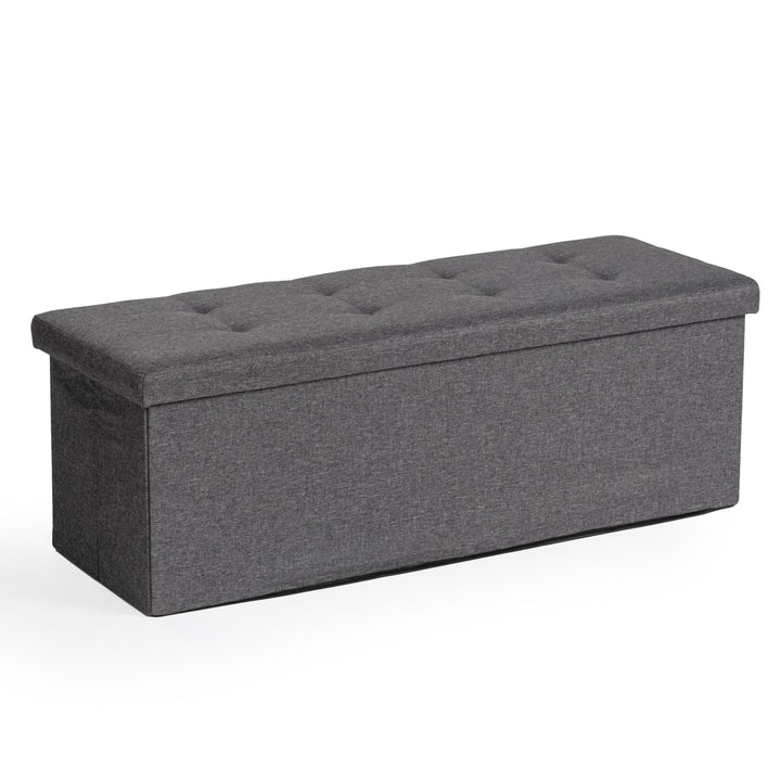 Furniture R Banc de Rangement en Tissu, Ottoman en Bout de Lit, Rangement pour Repose-Pieds, Canapé Pouf Pliant, Pouf Cube, Coffre de Rangement Intérieur avec Compartiment Amovible, L 76cm