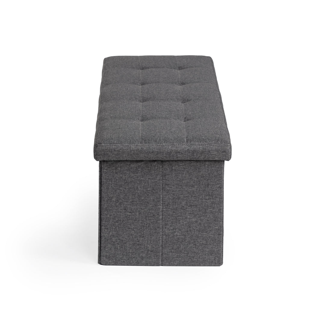 Furniture R Banc de Rangement en Tissu, Ottoman en Bout de Lit, Rangement pour Repose-Pieds, Canapé Pouf Pliant, Pouf Cube, Coffre de Rangement Intérieur avec Compartiment Amovible, L 76cm
