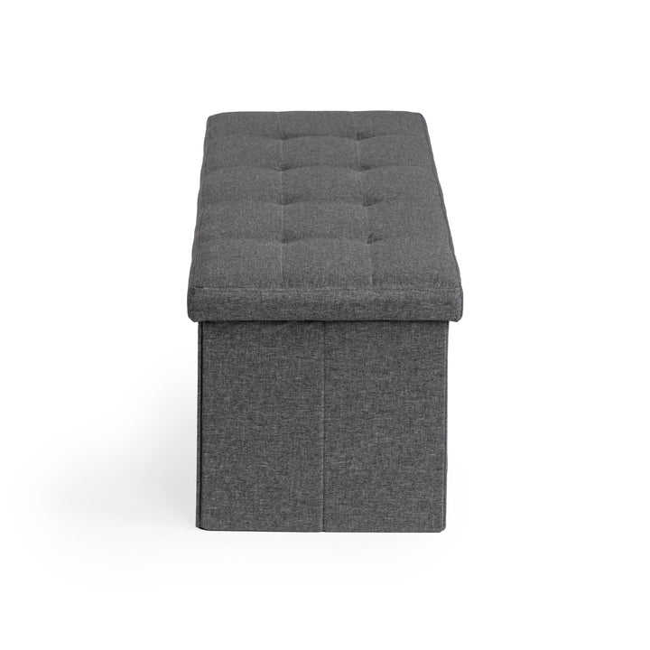 Furniture R Banc de Rangement en Tissu, Ottoman en Bout de Lit, Rangement pour Repose-Pieds, Canapé Pouf Pliant, Pouf Cube, Coffre de Rangement Intérieur avec Compartiment Amovible, L 76cm