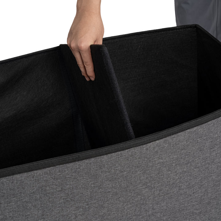 Furniture R Banc de Rangement en Tissu, Ottoman en Bout de Lit, Rangement pour Repose-Pieds, Canapé Pouf Pliant, Pouf Cube, Coffre de Rangement Intérieur avec Compartiment Amovible, L 76cm