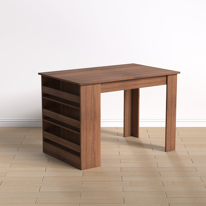 FurnitureR Esstisch, Stehtisch für die Hausbar, rechteckiger Küchentisch im Landhausstil mit 3 Ablageflächen, Braun