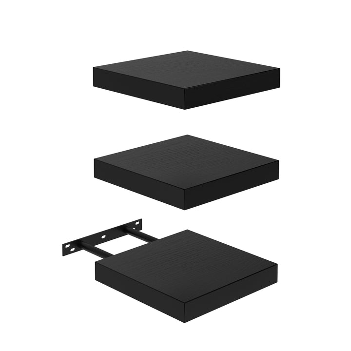 Ensemble de 3 étagères murales flottantes FurnitureR, étagères murales rustiques en bois pour salle de bain, chambre, salon, cuisine, noir