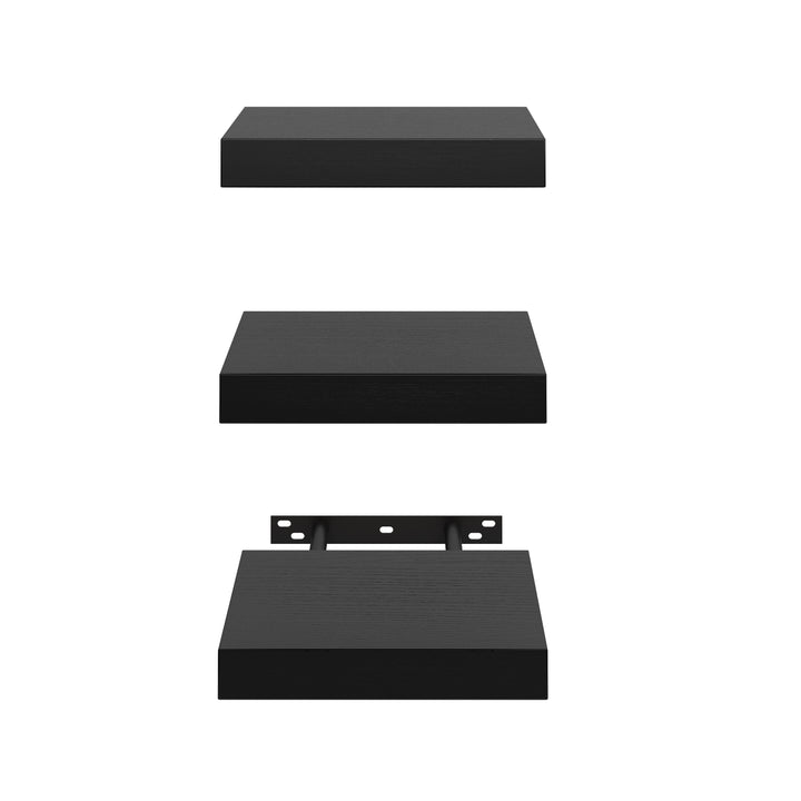 Ensemble de 3 étagères murales flottantes FurnitureR, étagères murales rustiques en bois pour salle de bain, chambre, salon, cuisine, noir