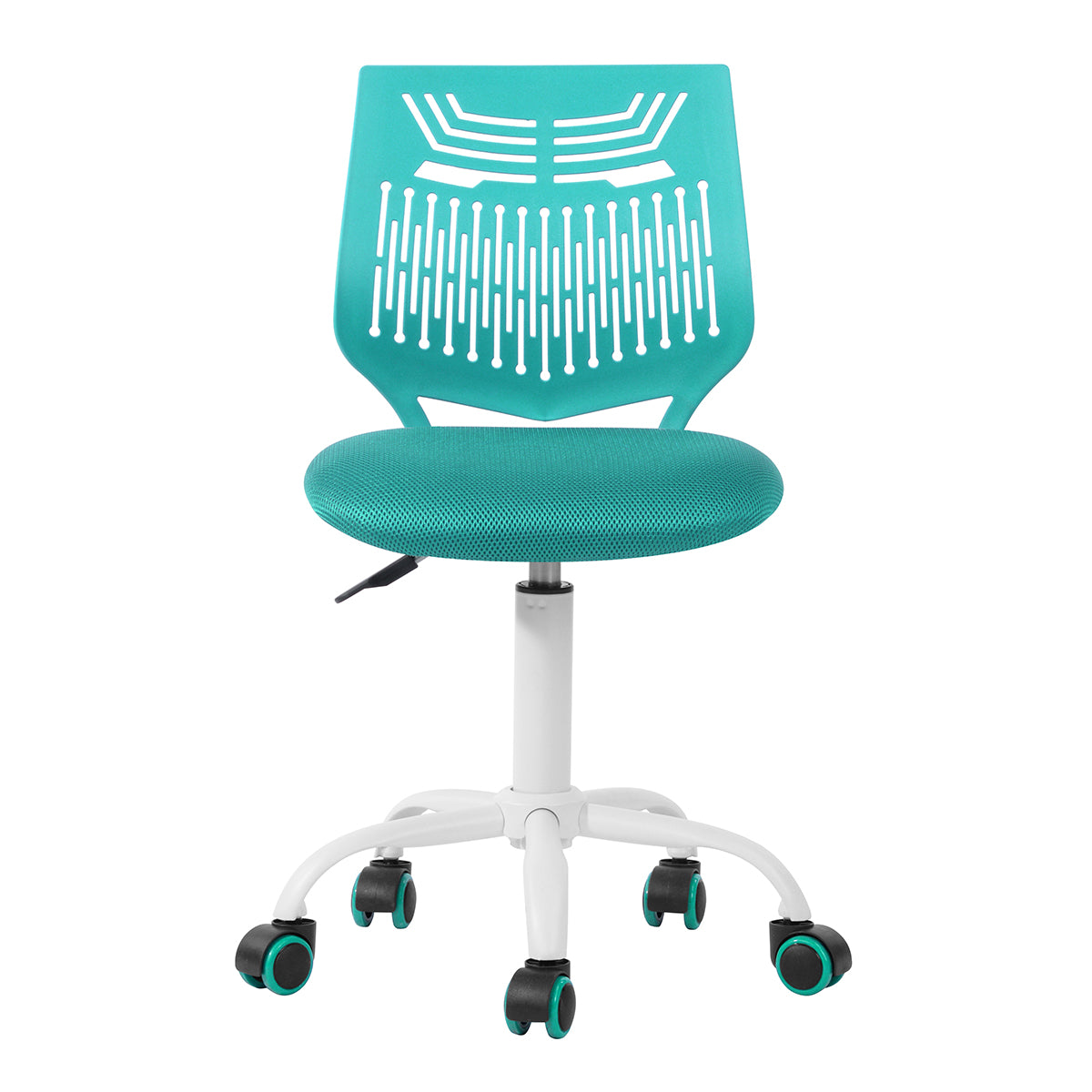 Chaise de bureau FurnitureR sans accoudoirs, réglable, avec coussin rembourré en maille, pivotante et à roulettes, verte.