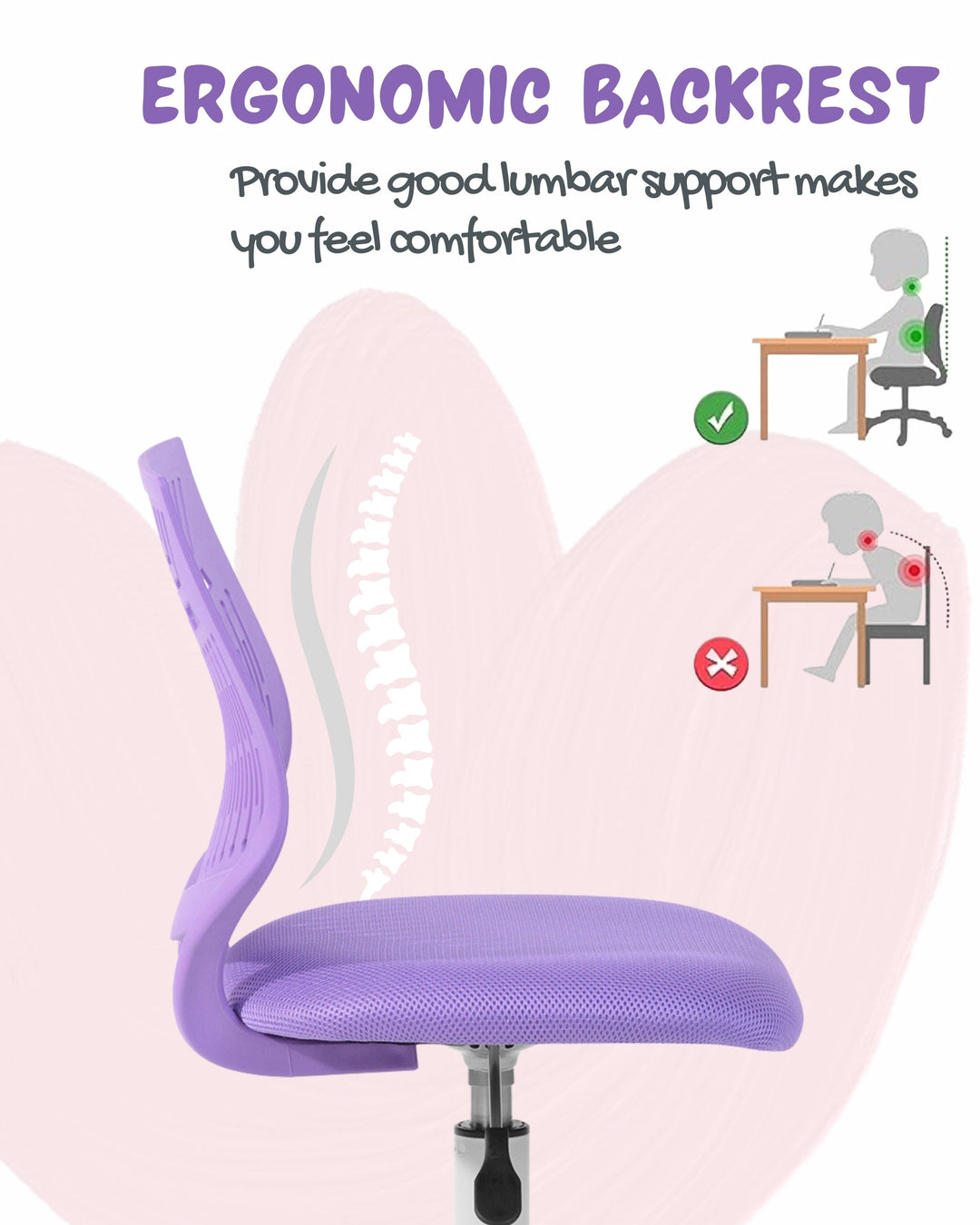 Chaise de bureau intelligente pour adolescents Furniture R pour étudier avec un design ergonomique