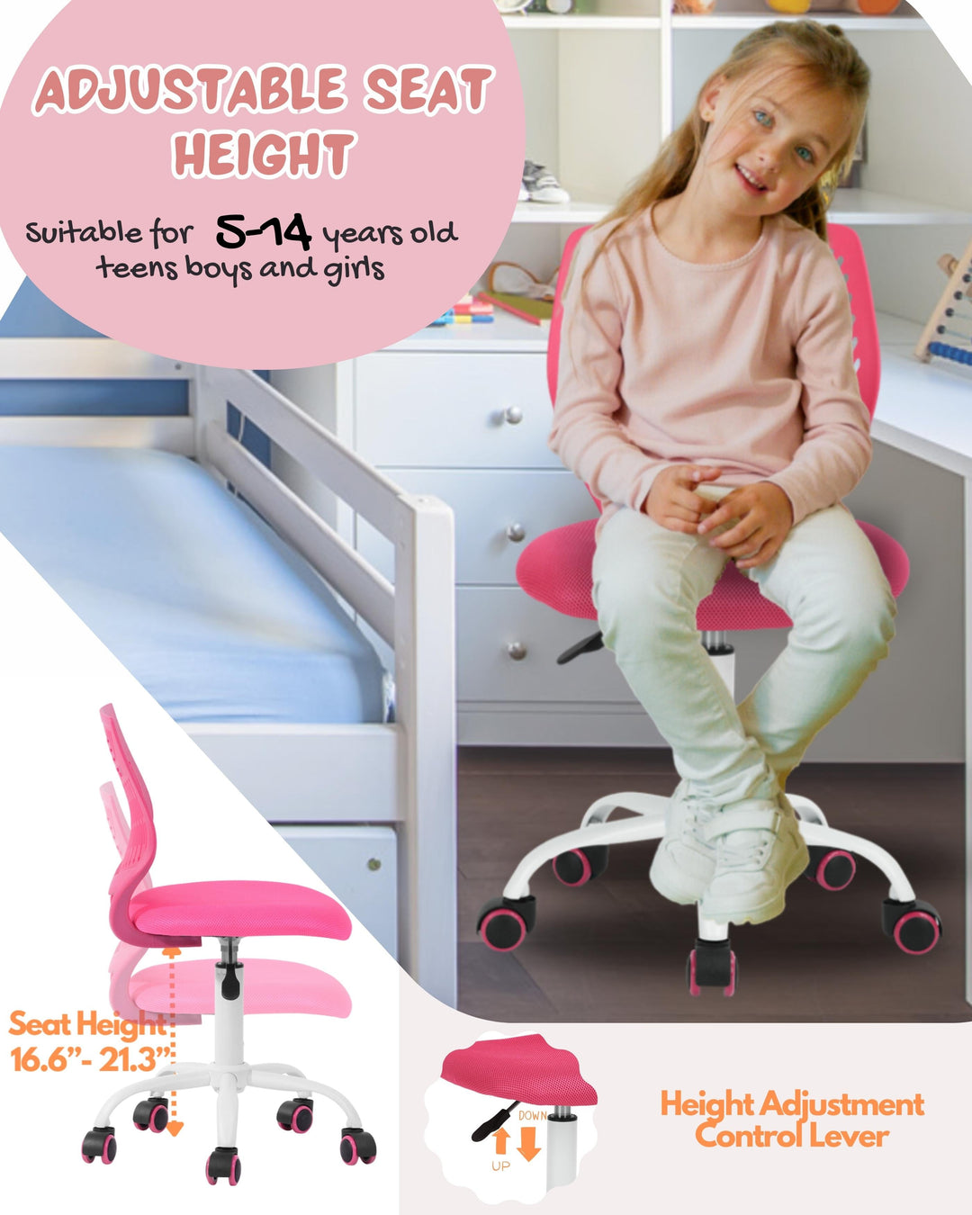 Chaise de bureau intelligente pour adolescents Furniture R pour étudier avec un design ergonomique