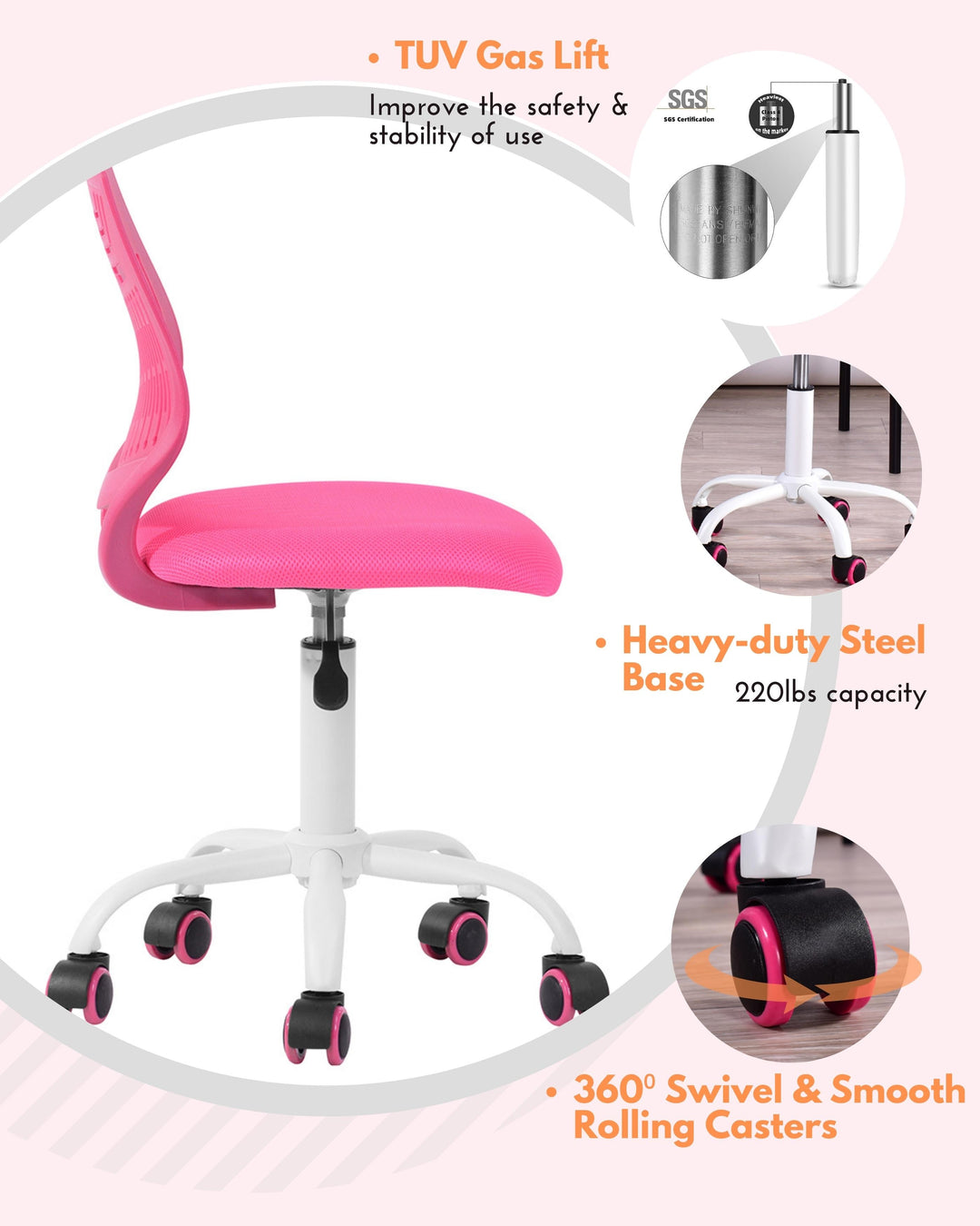 Chaise de bureau intelligente pour adolescents Furniture R pour étudier avec un design ergonomique