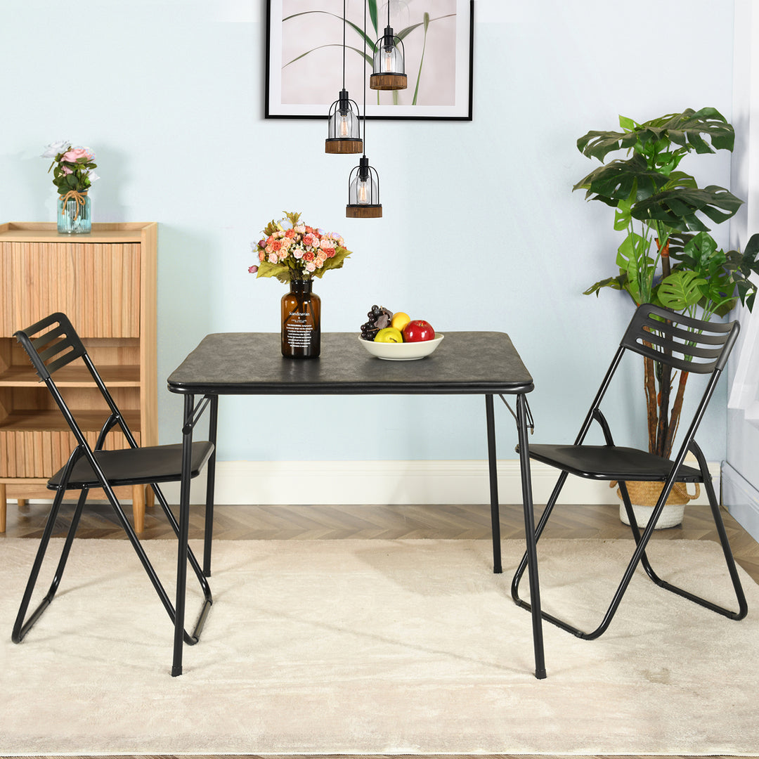 FurnitureR Klappbarer Esstisch mit einklappbaren Beinen für einfachen Transport und platzsparende Aufbewahrung, 80 cm (31,5 Zoll) großer, klappbarer quadratischer Kartentisch, PVC-Tischplatte, Metallgestell