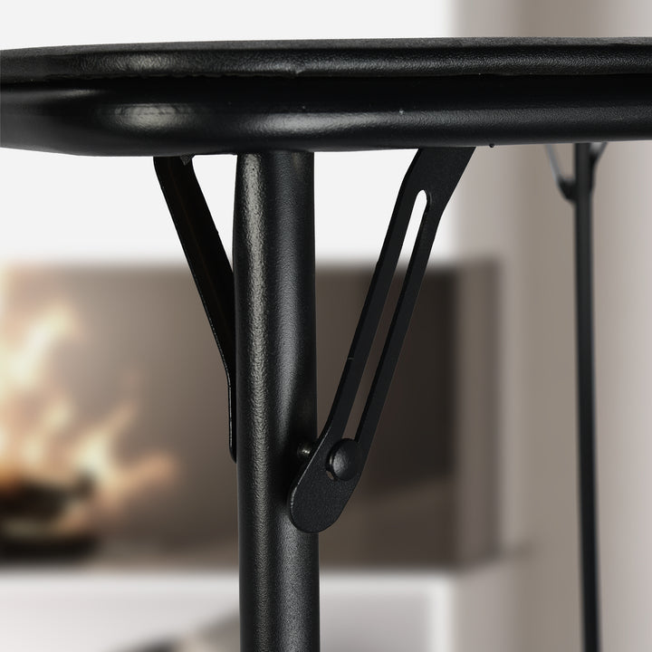 Furniture R Grey Square Folding Table, Minimalist Design Dining Table, Sturdy Metal Frame and Upholstered Synthetic Leather Top, Modern Living Rooms, Portable for Casual Dining Or Workspace Use-86cm